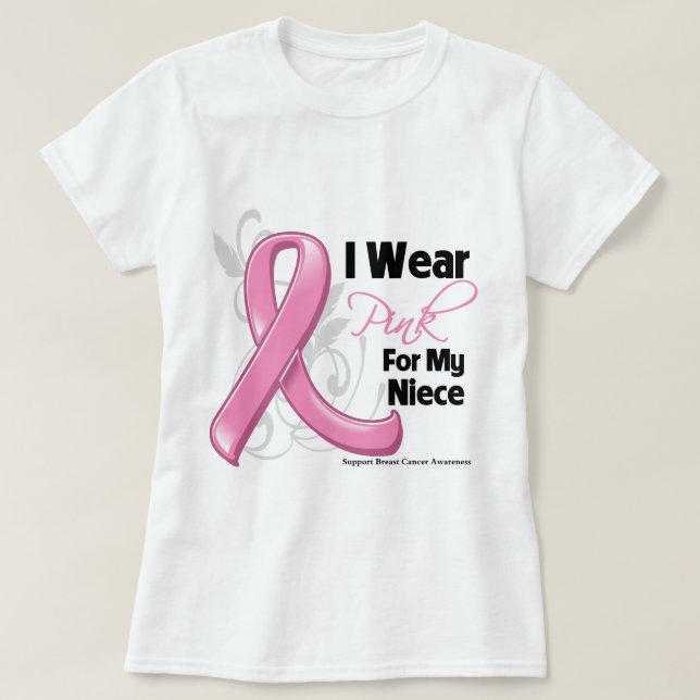 Ich trage Pink für meine Nichte - Brustkrebs-Bewus T-Shirt (Design vorne)