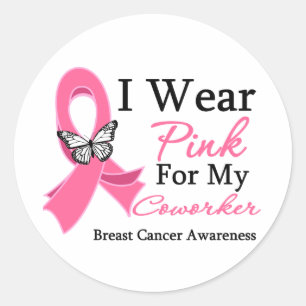 Ich trage Pink Ribbon Brustkrebs Runder Aufkleber