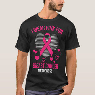 Ich trage Pink Ribbon Herz Coole Brustkrebs Awaren T-Shirt