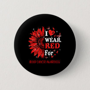 Ich trage Red Twinkle Heart Sunflower Blood Cancer Button