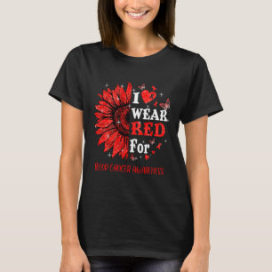 Ich trage Red Twinkle Heart Sunflower Blood Cancer T-Shirt
