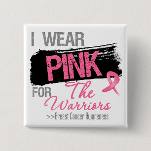 Ich trage rosa Band für den Kriegers-Brustkrebs Button