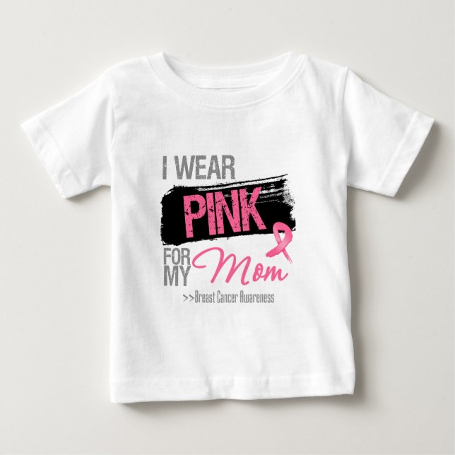 Ich trage rosa Band für meinen Mamma-Brustkrebs Baby T-shirt (Vorderseite)