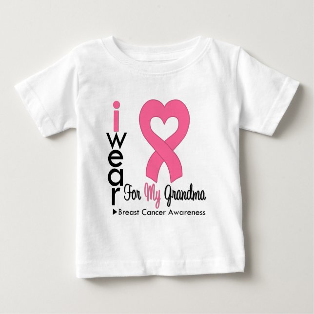 Ich trage rosa Band für meinen Oma-Brustkrebs Baby T-shirt (Vorderseite)