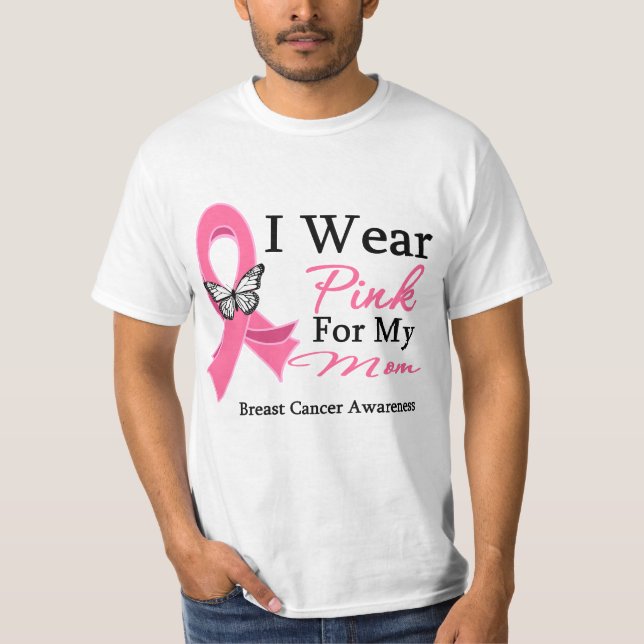 Ich trage rosa Band-Mamma-Brustkrebs T-Shirt (Vorderseite)
