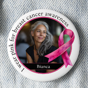 Ich trage Rosa für das Brustkrebsbewusstsein Button