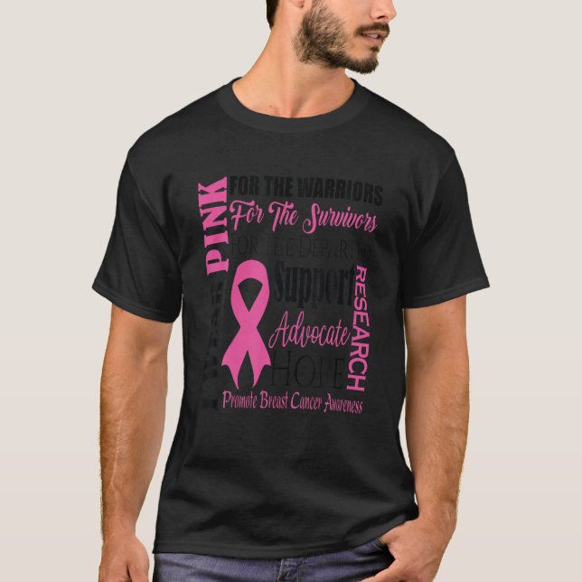 Ich trage Rosa für Krieger Brustkrebs-Bewusstsein T-Shirt (Vorderseite)