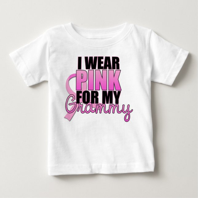 Ich trage Rosa für mein Grammy - Brustkrebs Baby T-shirt (Vorderseite)