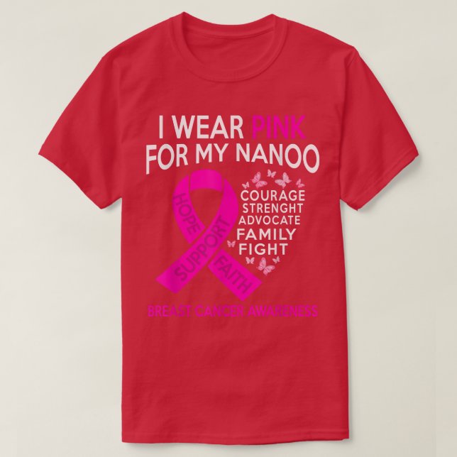 Ich trage Rosa für mein Nanoo-Brustkrebs-Bewusstse T-Shirt (Design vorne)