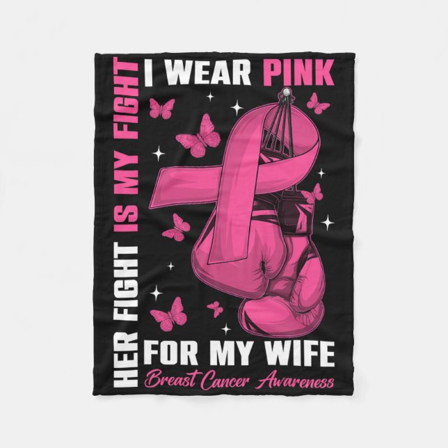 Ich trage Rosa für meine Ehefrau Brustkrebs-Bewuss Fleecedecke (Vorderseite)
