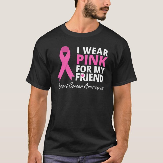 Ich trage Rosa für meine Freundin Ribbon Familie L T-Shirt (Vorderseite)