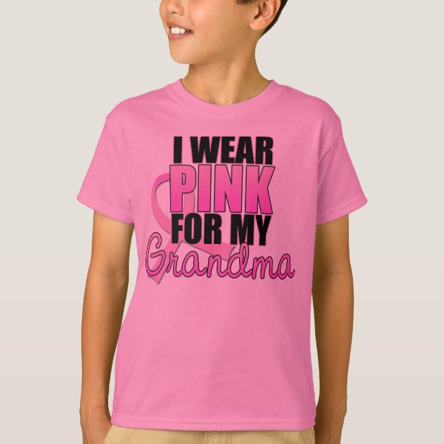 Ich trage Rosa für meine Großmutter - Brustkrebs T-Shirt (Vorderseite)