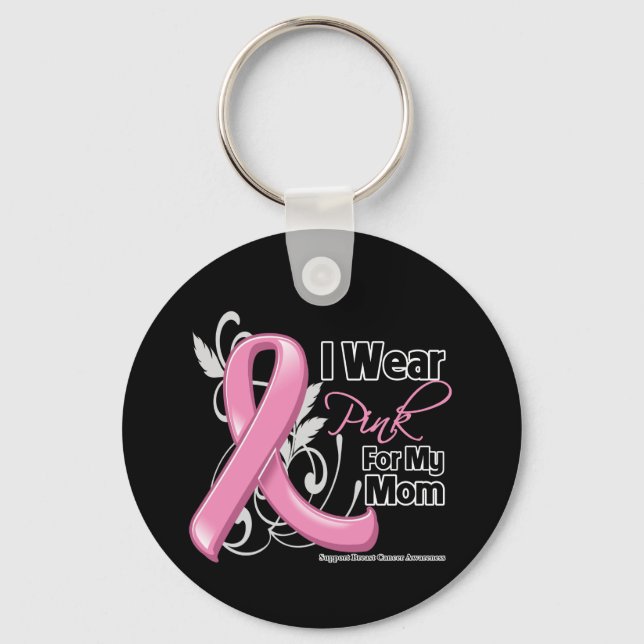Ich trage Rosa für meine Mama - Brustkrebs-Bewusst Schlüsselanhänger (Vorderseite)