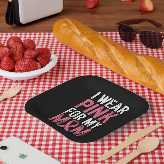 Ich trage Rosa für meine Mama Brustkrebs-Bewusstse Pappteller (Picknick)