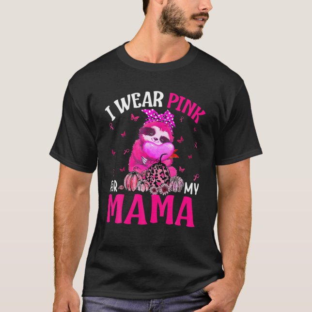 Ich trage Rosa für meine Mama-Brustkrebssäule T-Shirt (Vorderseite)