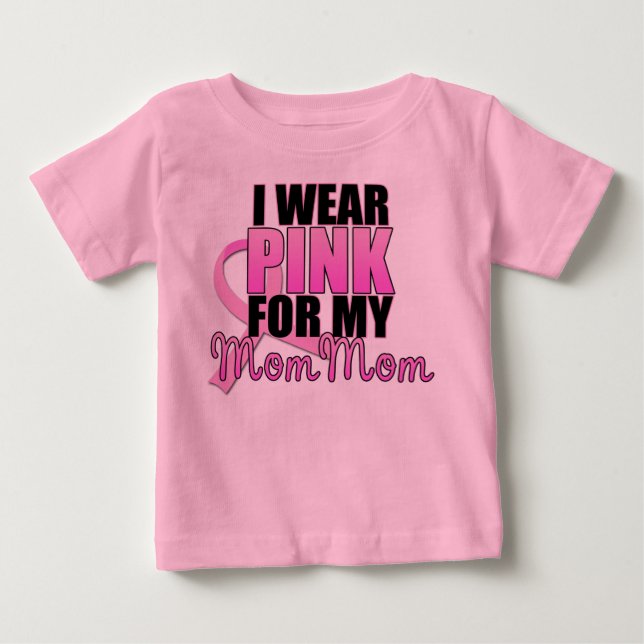 Ich trage Rosa für meine Mama-Mama - Brustkrebs Baby T-shirt (Vorderseite)