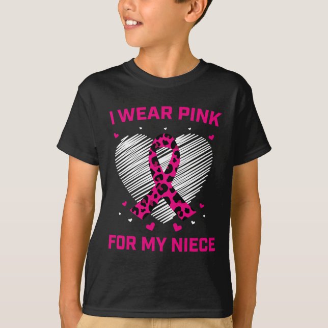 Ich trage Rosa für meine Nichte Brustkrebs Cheetah T-Shirt (Vorderseite)