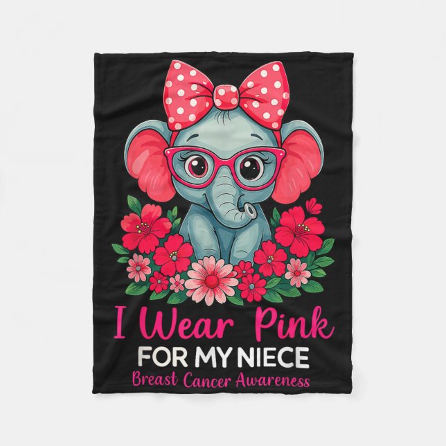 Ich trage Rosa für meine Nichte Elefanten Brustkre Fleecedecke (Vorderseite)