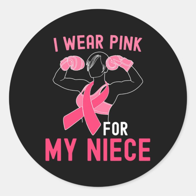 Ich trage Rosa für meine Nichte - Unterstützung vo Runder Aufkleber (Vorderseite)