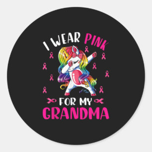 Ich trage Rosa für meine Oma - Einhorn Runder Aufkleber