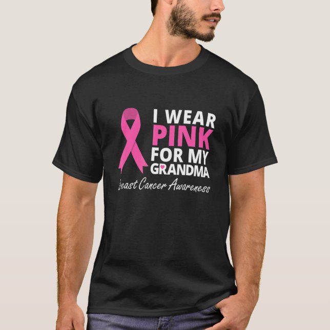 Ich trage Rosa für meine Oma Ribbon Familie Liebe  T-Shirt (Vorderseite)