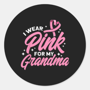 Ich trage Rosa für meine Oma-Rosa-Brustkrebszeit Runder Aufkleber