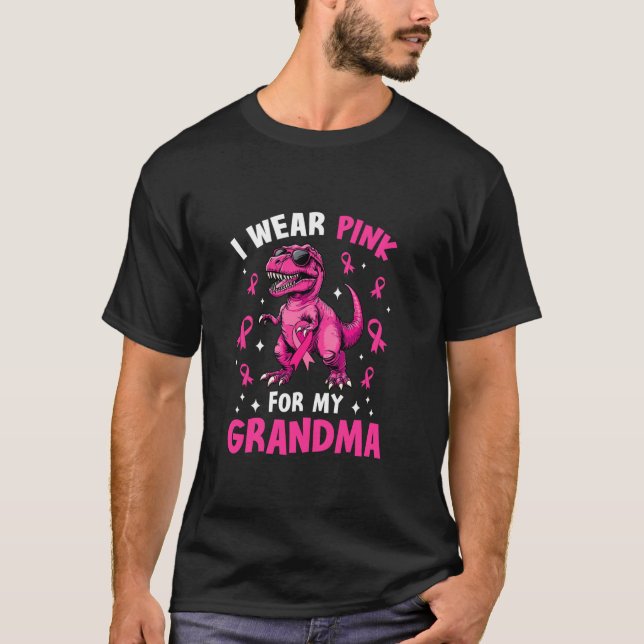 Ich trage Rosa für meine Oma T Rex Dinosaurier Bru T-Shirt (Vorderseite)