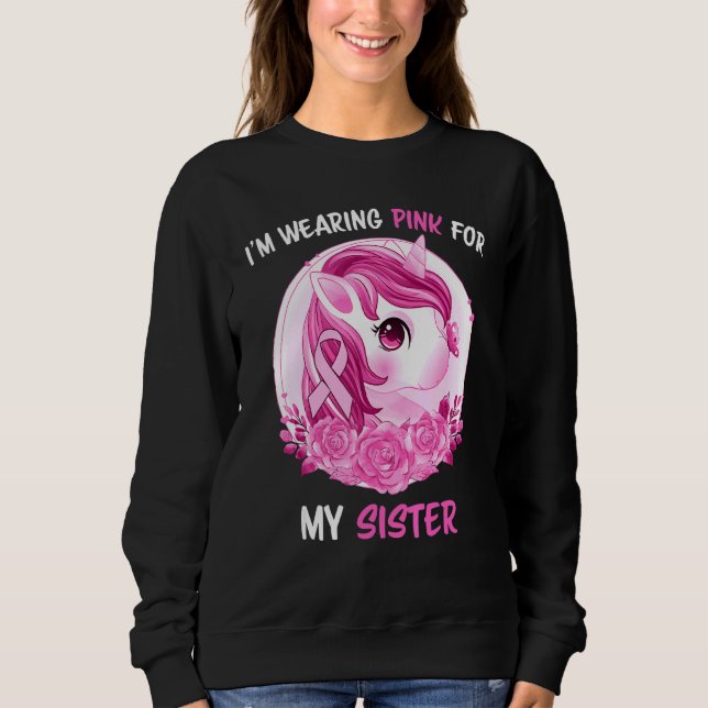 Ich trage Rosa für meine Schwester Unicorn Kinder  Sweatshirt (Vorderseite)