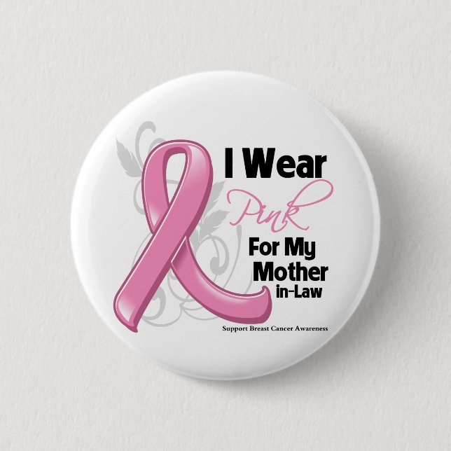 Ich trage Rosa für meine Schwiegermutter - Brustkr Button (Vorderseite)
