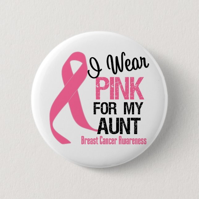 Ich trage Rosa für meine Tante Button (Vorderseite)