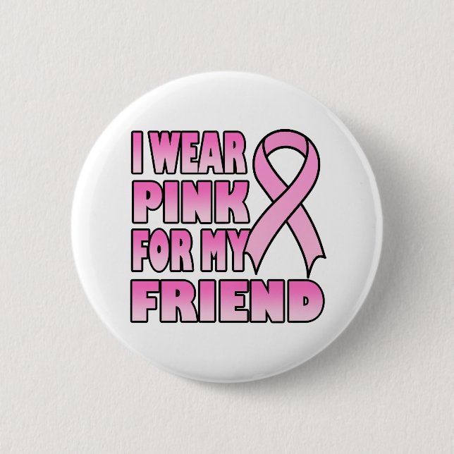 Ich trage Rosa für meinen Freund-Knopf Button (Vorderseite)