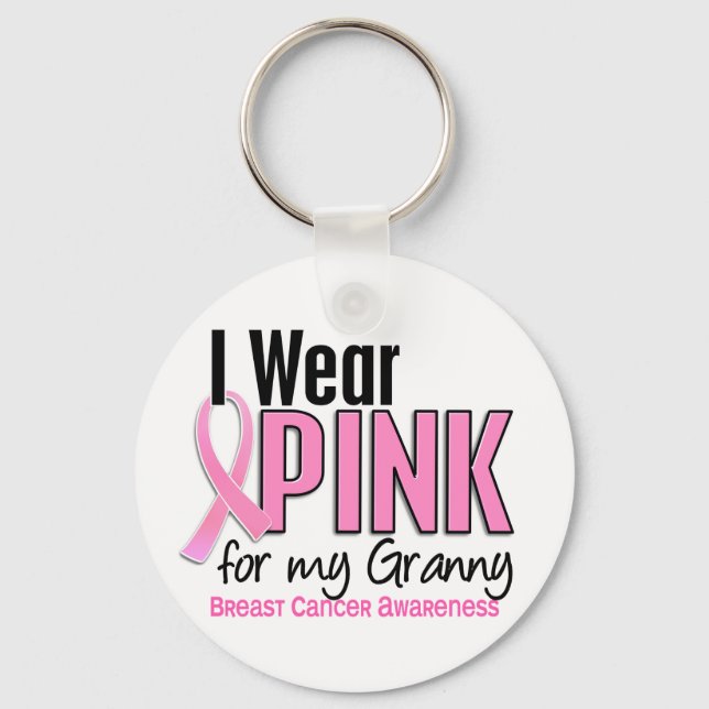 Ich trage Rosa für meinen großen 10 Brustkrebs Schlüsselanhänger (Vorderseite)