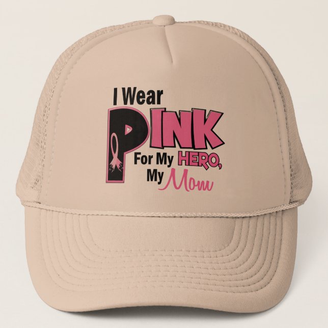 Ich trage Rosa für meinen Mama 19 BRUSTKREBS Truckerkappe (Vorderseite)