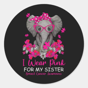 Ich trage Rosa für meinen Schwester Elefanten Brus Runder Aufkleber