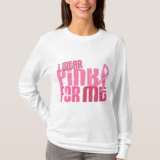 Ich trage Rosa für mich 6,4 Brustkrebs T-Shirt (Vorderseite)
