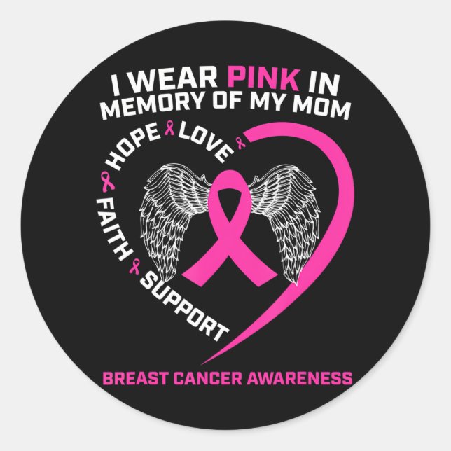 Ich trage Rosa in Erinnerung an den Brustkrebs mei Runder Aufkleber (Vorderseite)