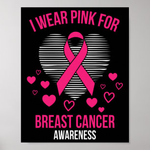 Ich trage rosa Ribbon Herz Coole Brustkrebs Awaren Poster