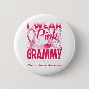 Ich trage Rosa wegen meines grauen Brustkrebs Button