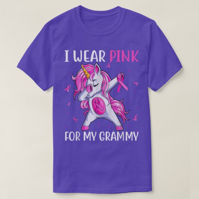Ich trage Rosa wegen meines grauen Brustkrebs T-Shirt (Design vorne)