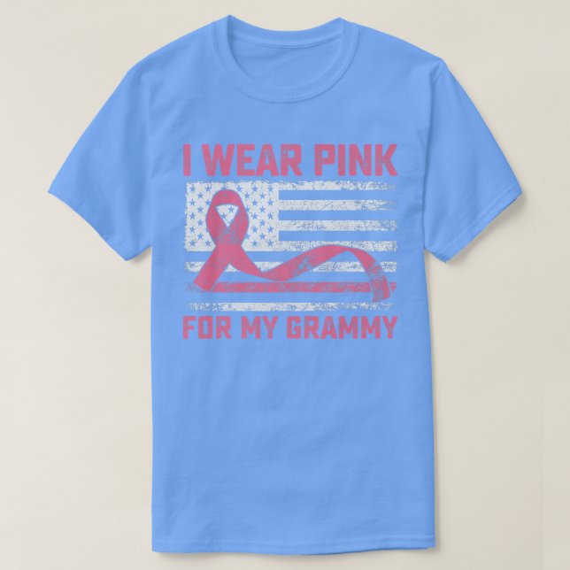 Ich trage Rosa wegen meines grauen Brustkrebs T-Shirt (Design vorne)