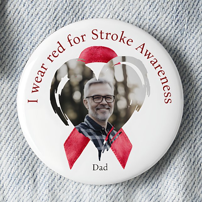 Ich trage Rot für das Schlaganfall-Bewusstsein Fot Button (Von Creator hochgeladen)
