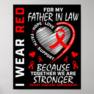 Ich trage Rot für die Herzkrankheit meines Schwieg Poster