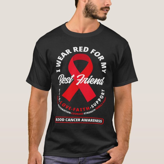 Ich trage Rot für mein bestes Freund Blutkrebs-Awa T-Shirt (Vorderseite)