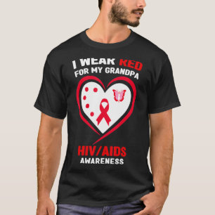 Ich trage Rot für mein Großvater-HIV-Bewusstsein T-Shirt