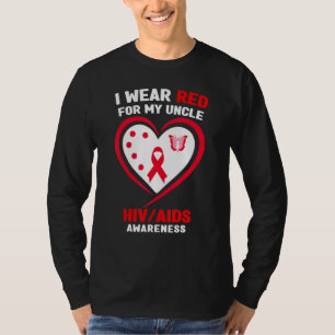 Ich trage Rot für mein Onkel-HIV-Bewusstsein T-Shirt