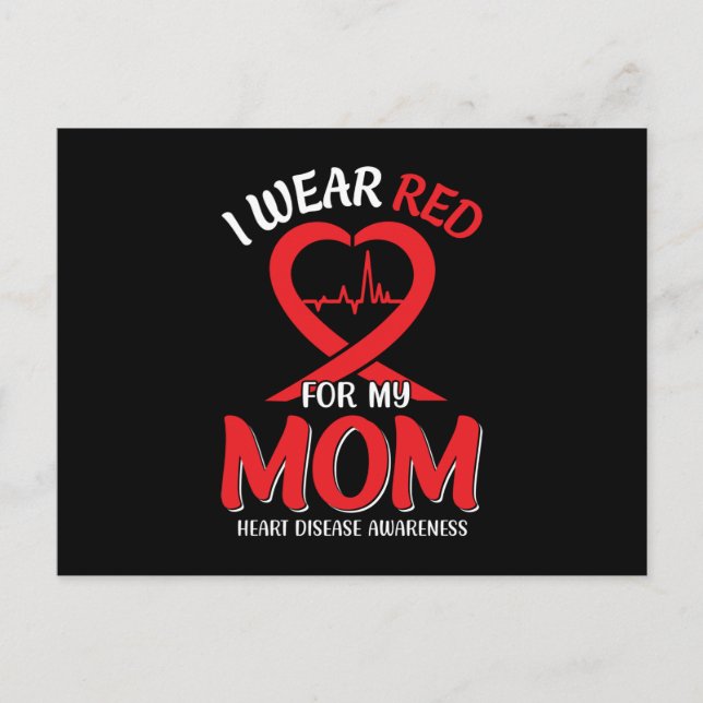 Ich trage Rot für meine Mama Herzerkrankung Bewuss Postkarte (Vorderseite)