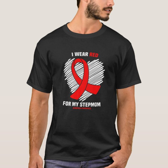 Ich trage Rot für meine Stepmutter Hämophilie Bewu T-Shirt (Vorderseite)