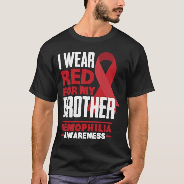 Ich trage Rot für meinen Bruder Proud Schwester Hä T-Shirt (Vorderseite)