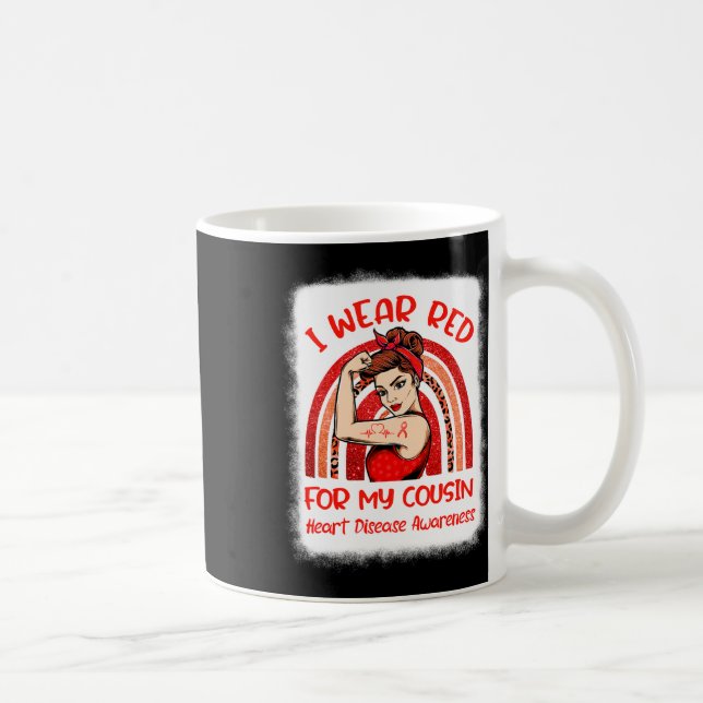 Ich trage Rot für meinen Cousin Herzerkrankungen A Kaffeetasse (Rechts)