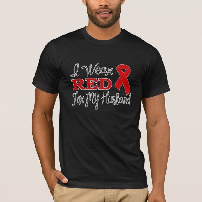 Ich trage Rot für meinen Ehemann (rotes Band) T-Shirt (Vorderseite)